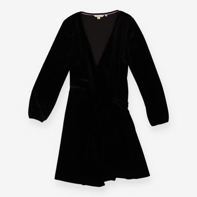 Black Wrap Party Dress Velour
