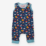 Jersey Dungarees Blue Tug Boat Print