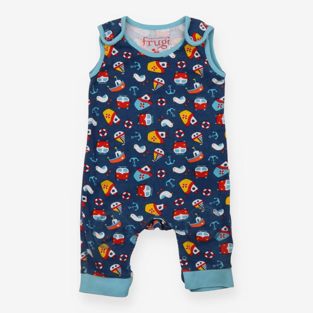 Jersey Dungarees Blue Tug Boat Print
