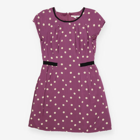 Purple polka dot crew neck dress