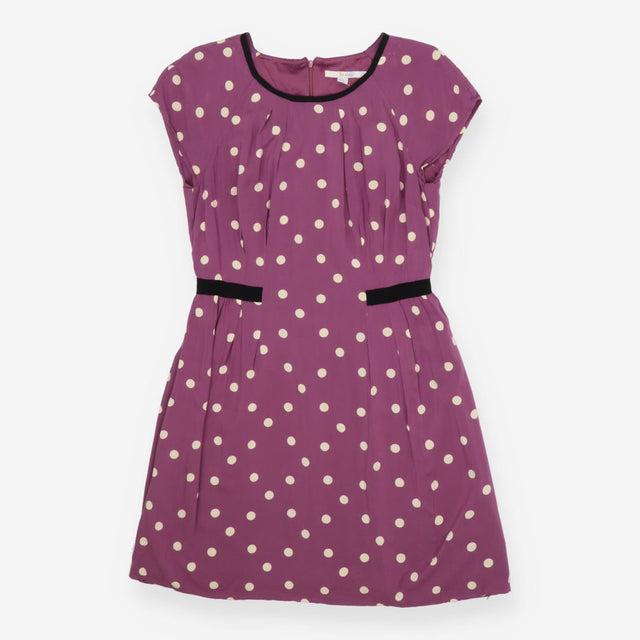 Purple polka dot crew neck dress