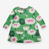 Dress Long Sleeve Green with Big Flowers