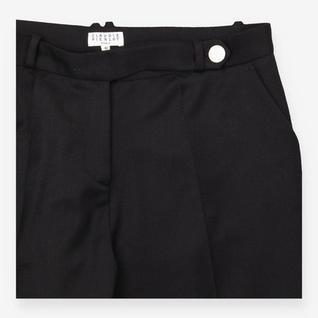 Tailored Trousers Black Tapered Leg Pleat Detail