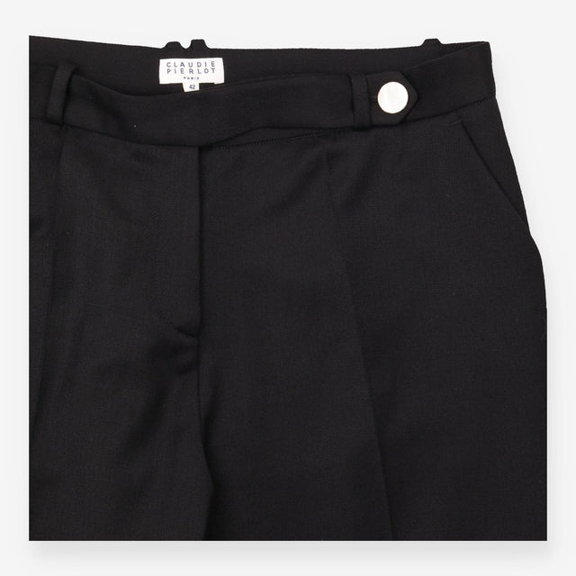 Tailored Trousers Black Tapered Leg Pleat Detail
