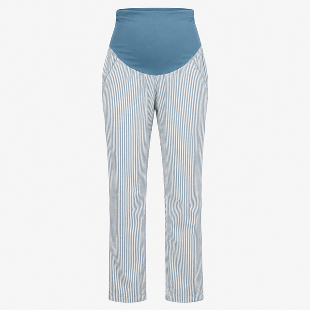 Maternity Trousers Blue White Stripe Organic Cotto