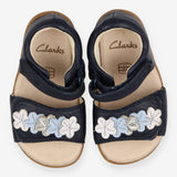 Navy sandals with flower straps