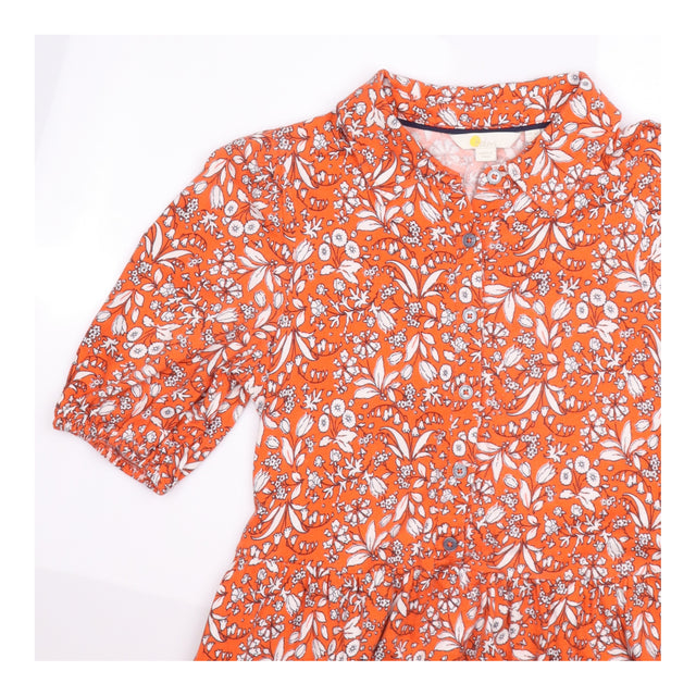 Shirt Dress Orange White Floral Print Jersey Short