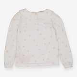 T-Shirt Collared White with Pink Hearts