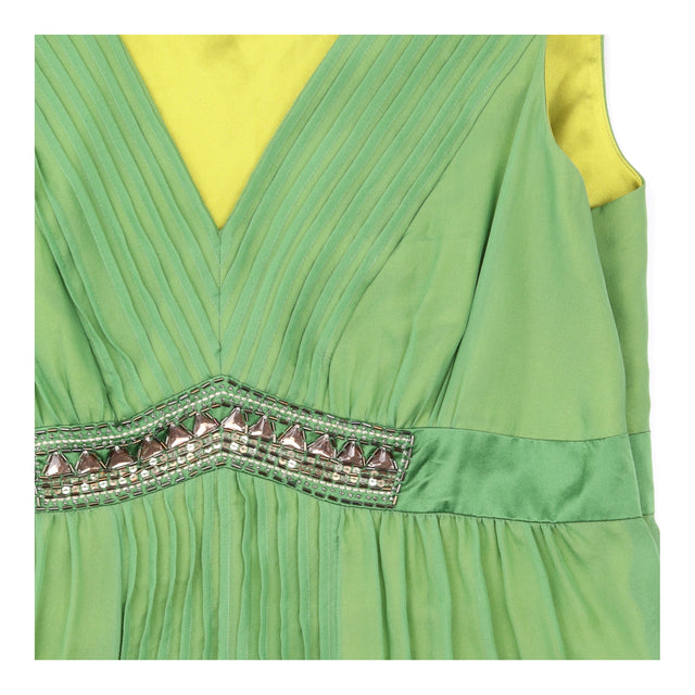 Silk Dress Green Beaded Empire Waist Occasion