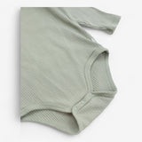 Bodysuit long sleeve green ribbed 