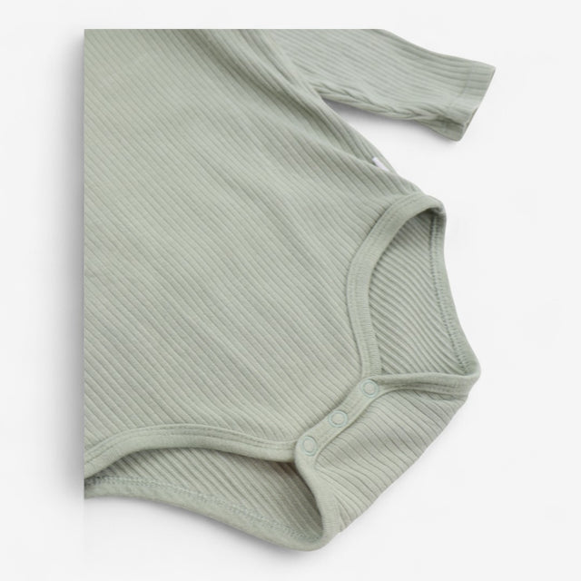 Bodysuit long sleeve green ribbed 