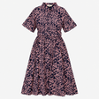Navy Pink Abstract Print Tie Waist Maxi Dress