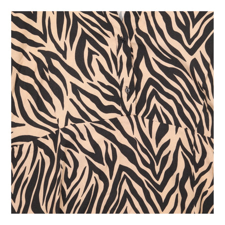 Tan and Black Zebra Print Long Sleeve Midi Shirt D
