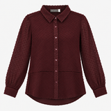 Silk Cotton Clip Spot Shirt Plum