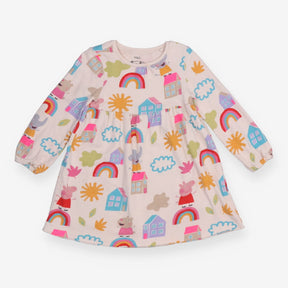 Dress LS texture Peppa Pig cream