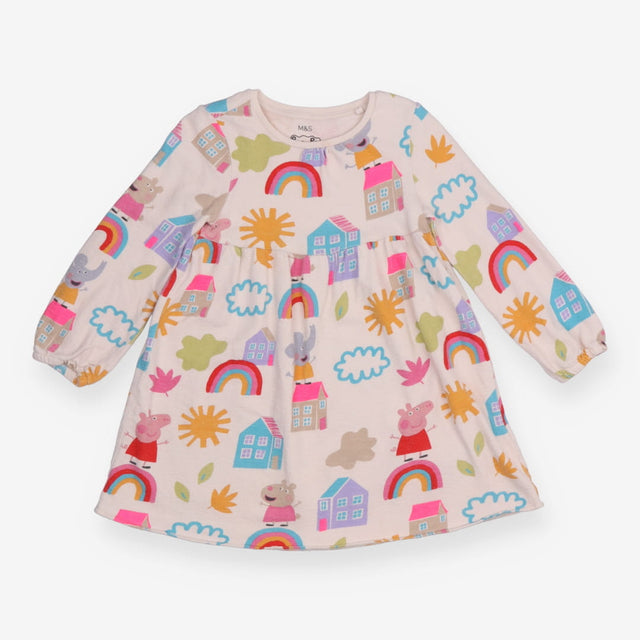 Dress LS texture Peppa Pig cream