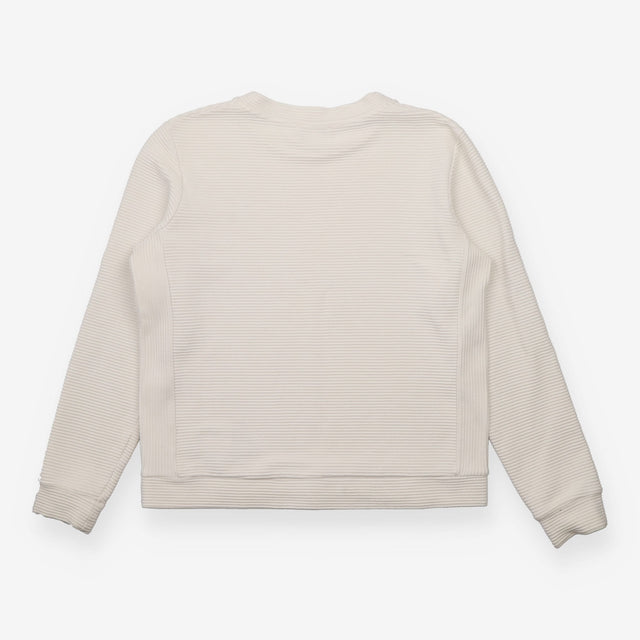 Ribbed Long Sleeve Crew Neck Sweatshirt Off White