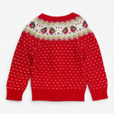 Cardigan Knit Red Robin Fairisle