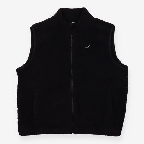 Gilet Black Sherpa Fleece Teddy Zip Front