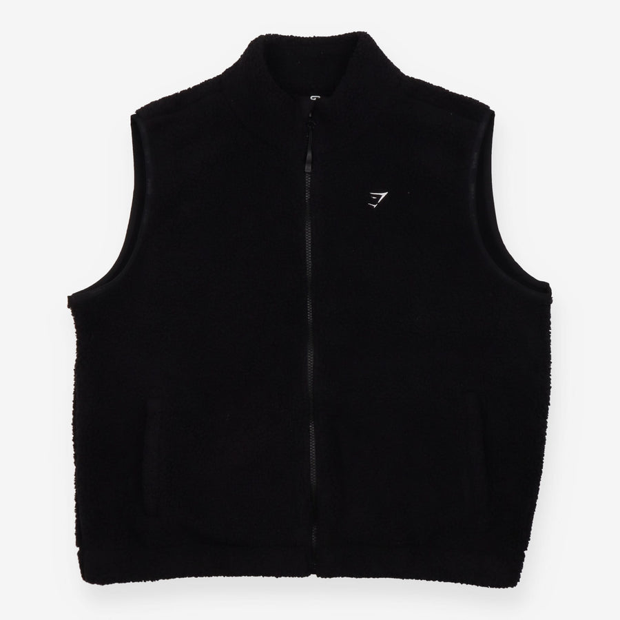 Gilet Black Sherpa Fleece Teddy Zip Front