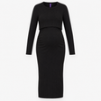 Dress Black Ribbed Knit Layered Midi Maternity