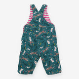 Dungarees green cord fox rabbits birds