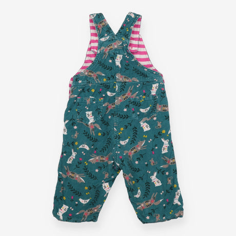 Dungarees green cord fox rabbits birds