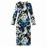 Sheath Dress Floral Print Long Sleeve