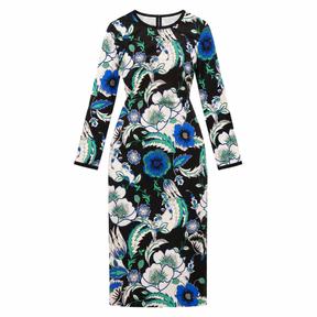 Sheath Dress Floral Print Long Sleeve