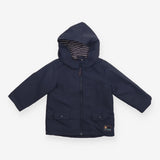 Charcoal Raincoat with Striped Lining 