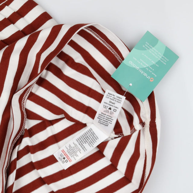 Dress sleeveless white and brown striped