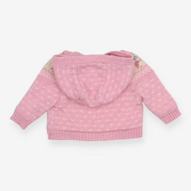 Pink Knit Cardigan with Ducks