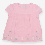 Tunic Short Sleeve Pink Bunnies and Flower