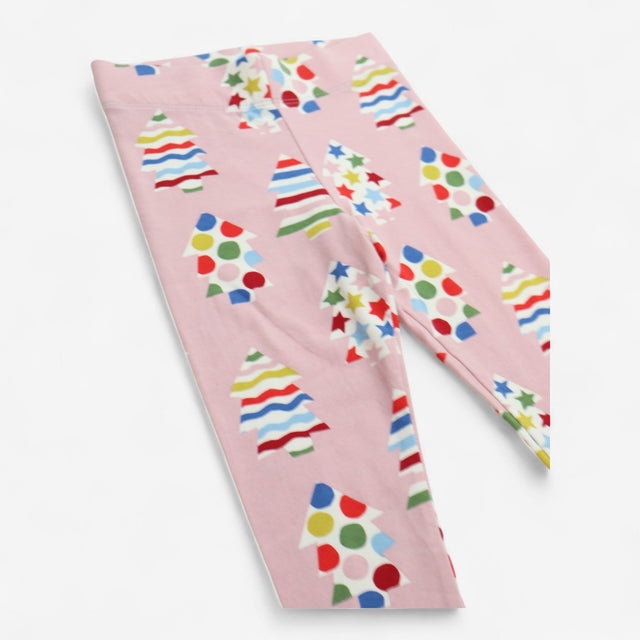 Leggings Pink with Multicoloured Christmas Trees
