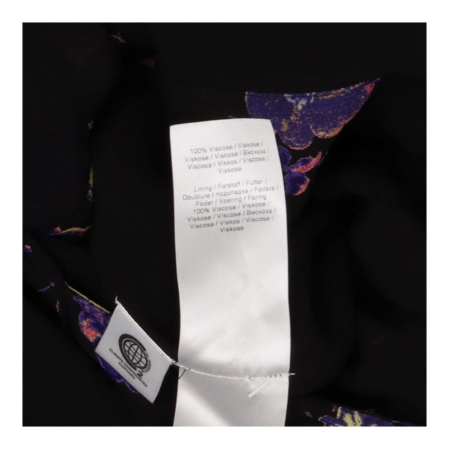 Ganni Black Floral Wrap Midi Dress – Purple Flower