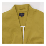 Mustard Ochre Yellow Collarless Open Front Stretch