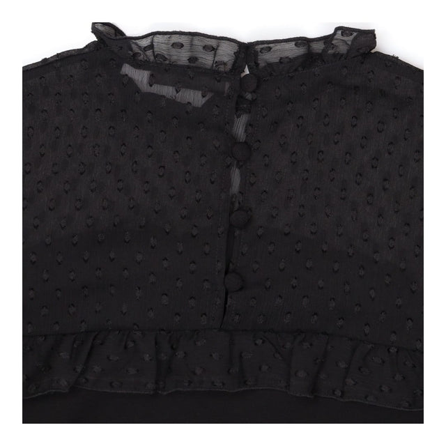 Polka Dot Sheer Blouse Spot Print Tie Neck Shirt