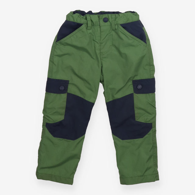 Trousers green blue pockets lined