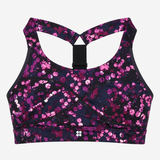 Purple Floral Print Cross-Front Racerback Sports B