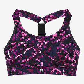 Purple Floral Print Cross-Front Racerback Sports B