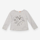 T-shirt grey unicorn gold sparkles