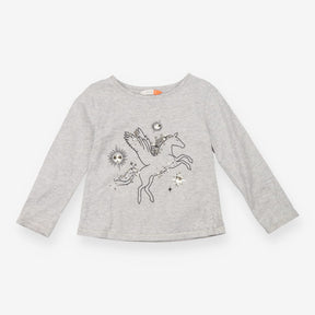 T-shirt grey unicorn gold sparkles