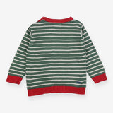 Sweater Knit Green Stripe Fox Applique