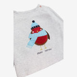 T-Shirt Long Sleeve Grey Festive Robin 