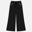Trousers Black Wide Leg Studded Pocket Drawstring 