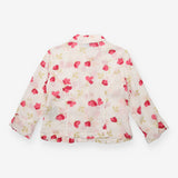 Linen Shirt Ivory Pink Floral Print Long Sleeve