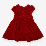 Collared Party Dress Red Velvet in Velour