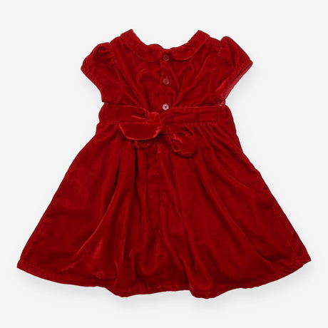 Collared Party Dress Red Velvet in Velour