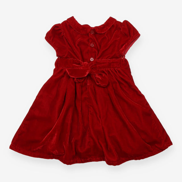 Collared Party Dress Red Velvet in Velour