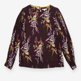Crinkle Top Long Sleeve Plum Floral Print